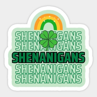 St. Patrick's Day Shenanigans rainbow clover light tees Frit-Tees Sticker